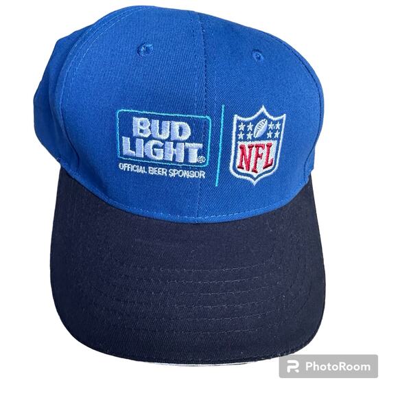Anheuser Busch Bud Light NFL SnapBack Adjustable Baseball Cap Hat Blue Budweiser - Picture 1 of 10